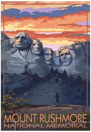 Mount Rushmore National Monument WPA-Style Vintage-Style Travel Poster 12x18